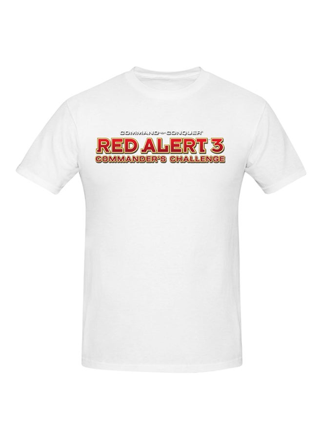 Command & Conquer Red Alert 3 Commander's Challenge Game Logo Printed Cotton Short Sleeve T-shirt White  - Image 1