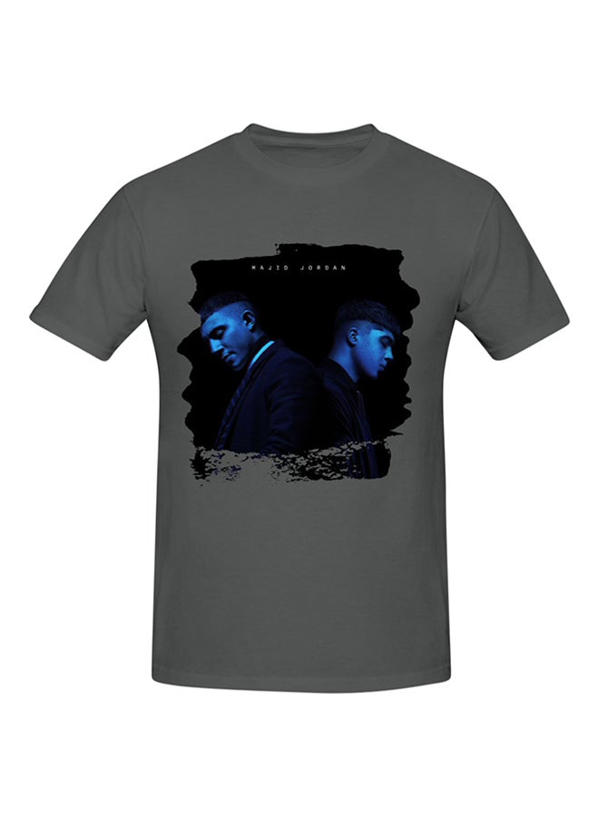 Majid Jordan Printed Cotton Short Sleeve T-shirt Grey  - Image 1