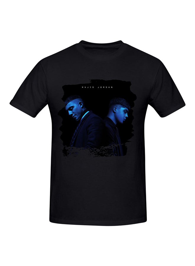 Majid Jordan Printed Cotton Short Sleeve T-shirt Black  - Image 1