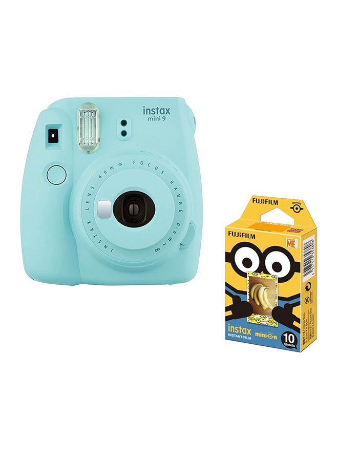 FUJIFILM - Instax Mini 9 Instant Film Camera Ice Blue With 10 Minion Edition Sheets - Image 1