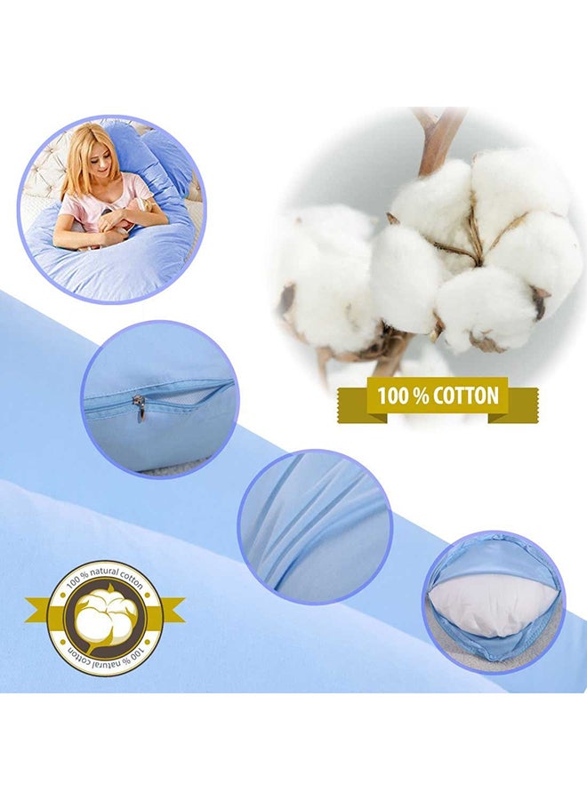 Generic Body Contoured U Shaped Pregnancy Pillow Cotton Light Blue 140x80cm  - Image 3
