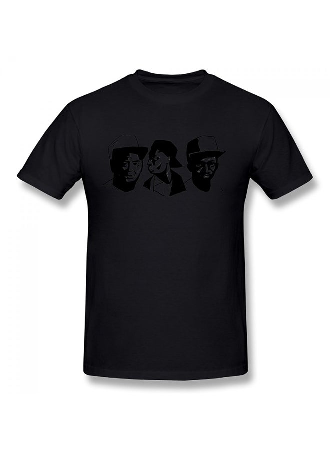 A Tribe Called Quest Band Art Logo Cotton Short Sleeve T-shirt Black  - Image 1