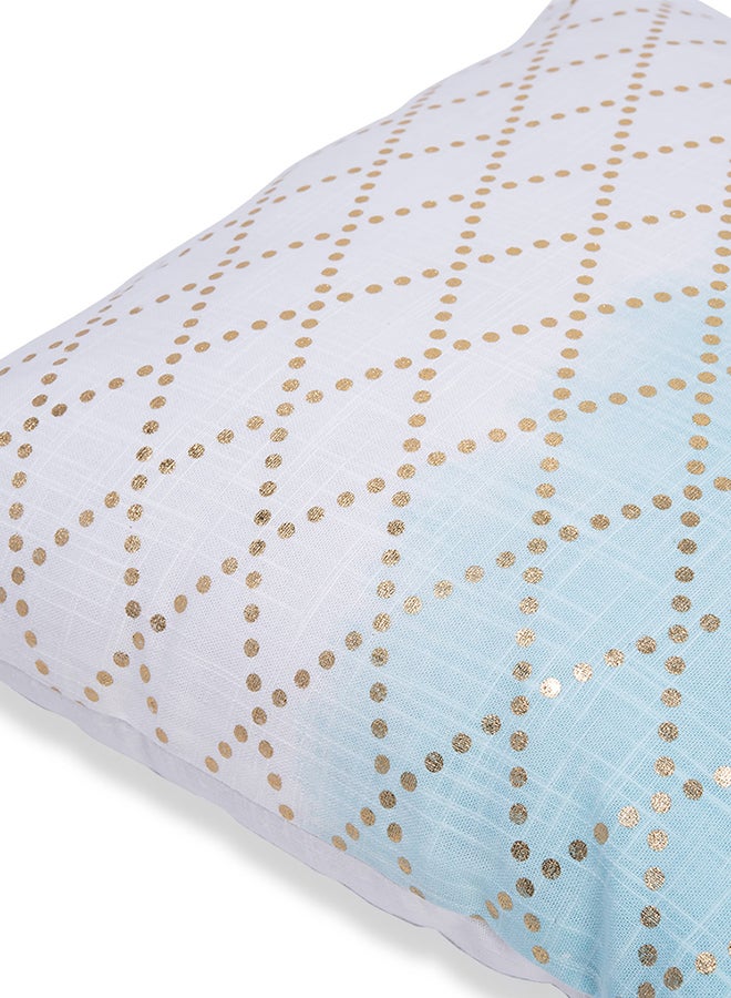 وسادة مزينة بطبعات الرقائق المعدنية cotton أبيض/أزرق/ذهبي 45 x 45سم - Image 3