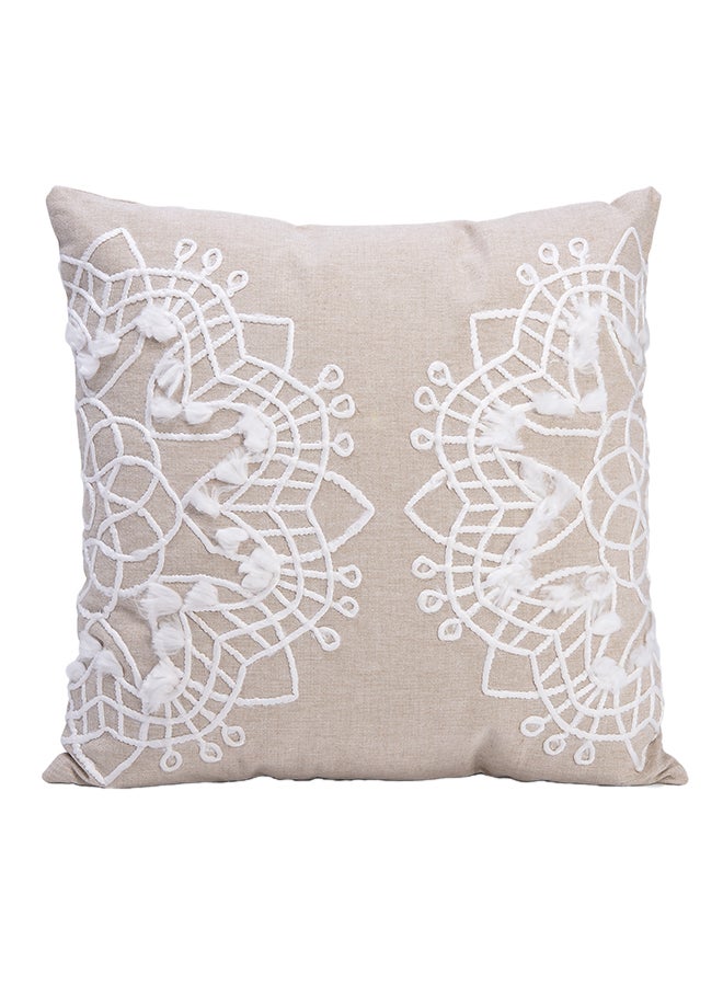 Lace Embroided Cushion Cotton Beige/White 45 x 45centimeter  - Image 1