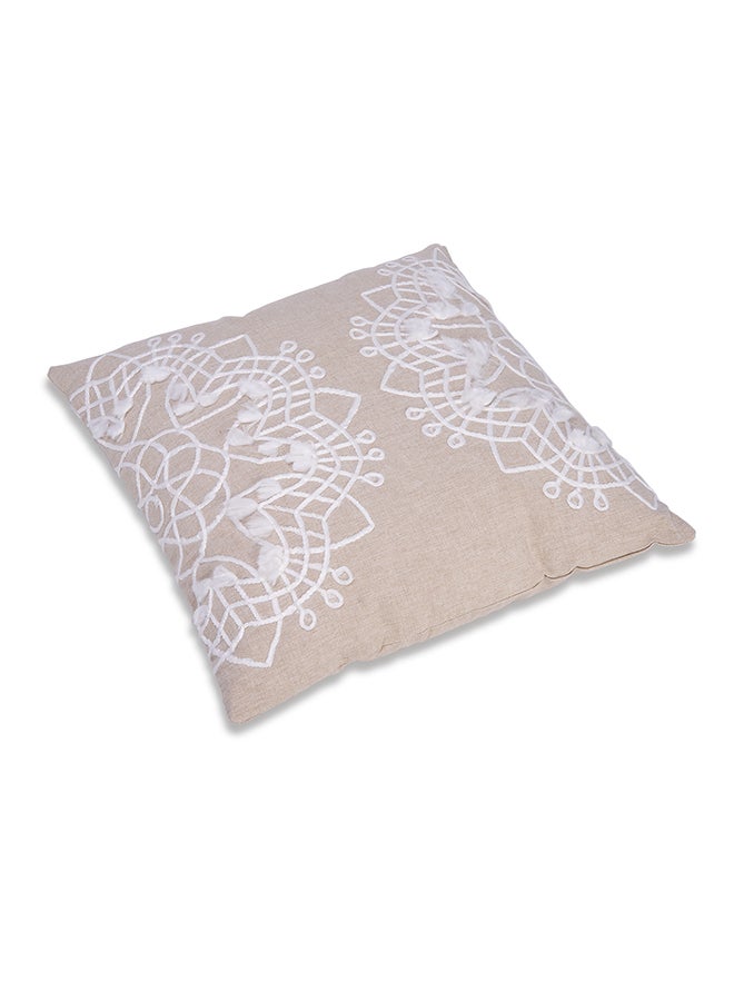 Lace Embroided Cushion Cotton Beige/White 45 x 45centimeter  - Image 2