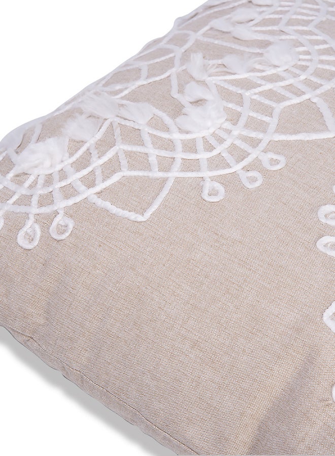 Lace Embroided Cushion Cotton Beige/White 45 x 45centimeter  - Image 3