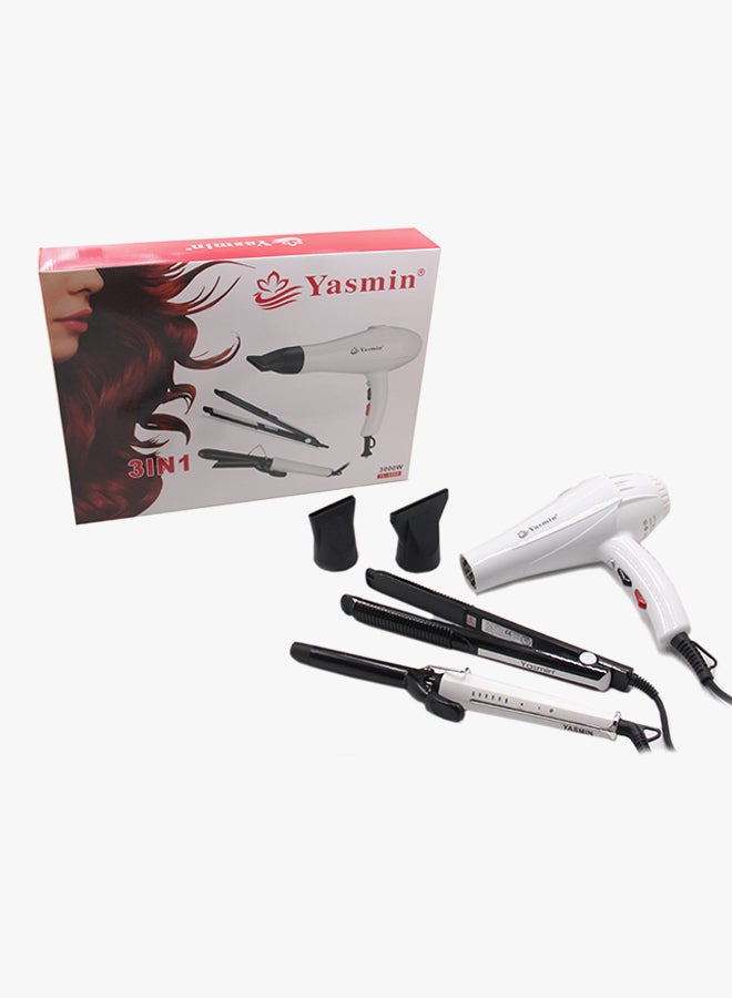 ياسمين طقم عناية بالشعر مكوّن من 3 قطع أبيض/أسود - Image 2