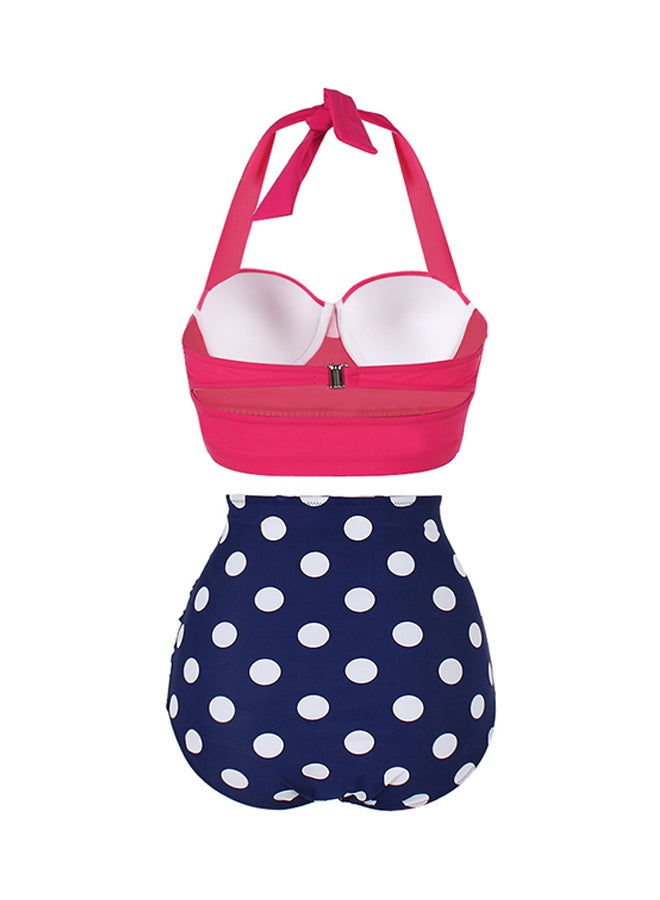 High Waisted Tankinis Bikini Set Rose Red/Blue  - Image 2