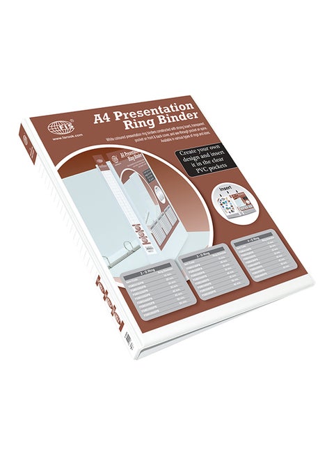 A4 Presentation 3D Ring Binder White/Brown