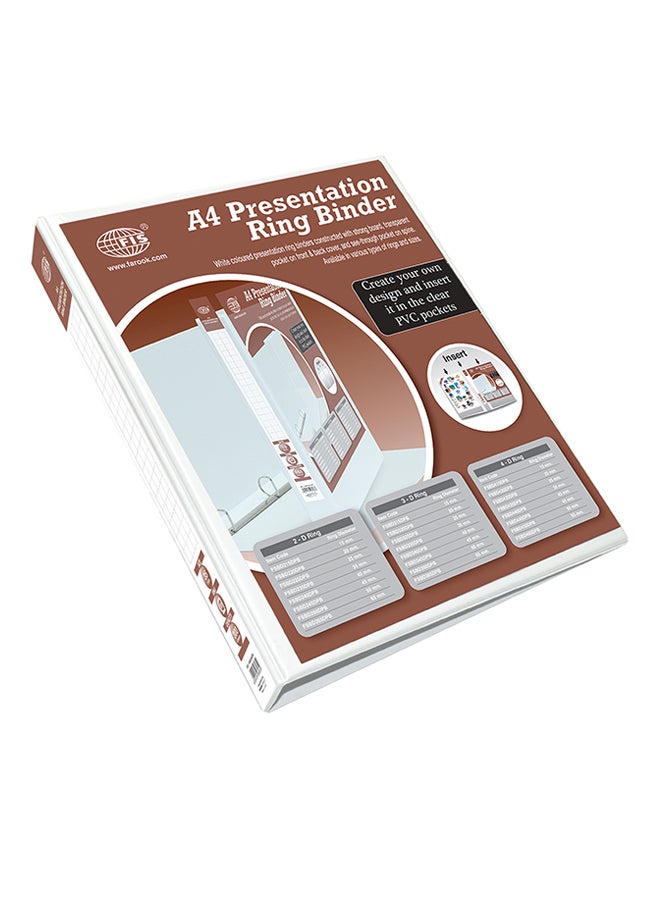 FIS A4 Presentation 2D Ring Binder Brown/White/Grey  - Image 1