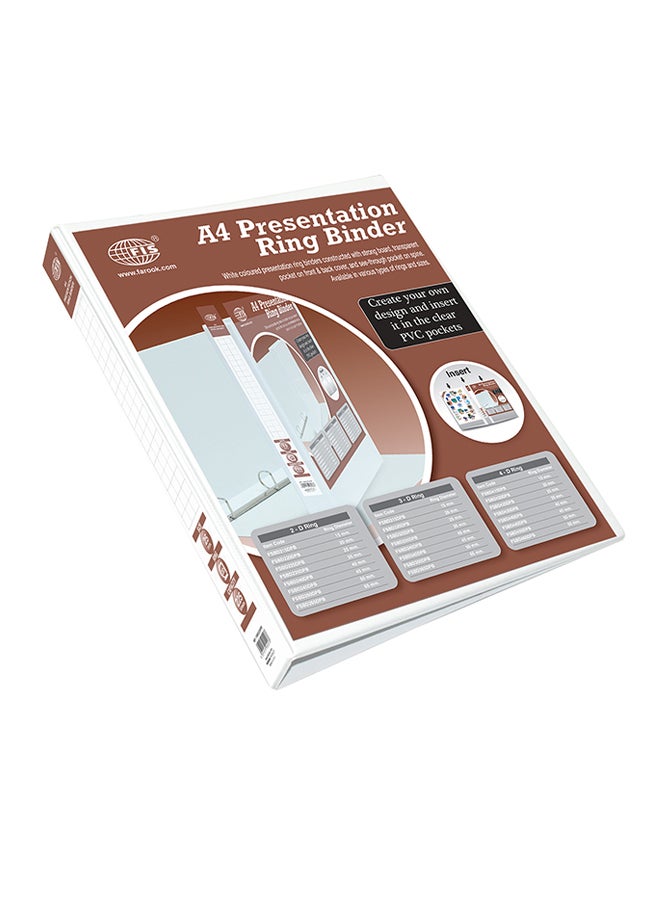 FIS A4 Presentation 2D Ring Binder Brown/White/Grey  - Image 1