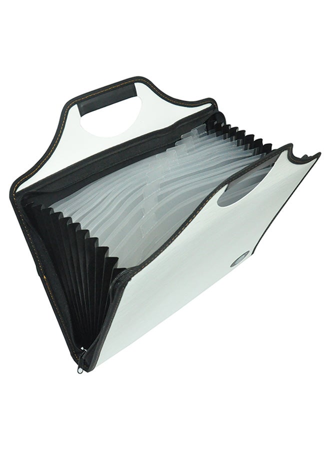 FIS A4 Expanding File With Handle White/Black - Image 2