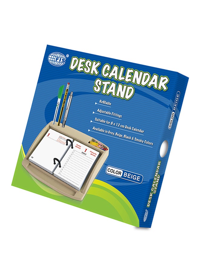 إف اي أس  حامل تقويم مكتبي مع حامل للقلم وحامل للمشابك بيج - Image 2