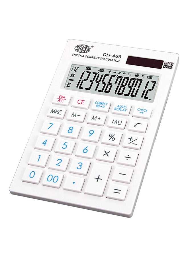 إف اي أس  آلة حاسبة أساسية مكتبية بشاشة سعة 12 رقماً أبيض /أسود/أزرق