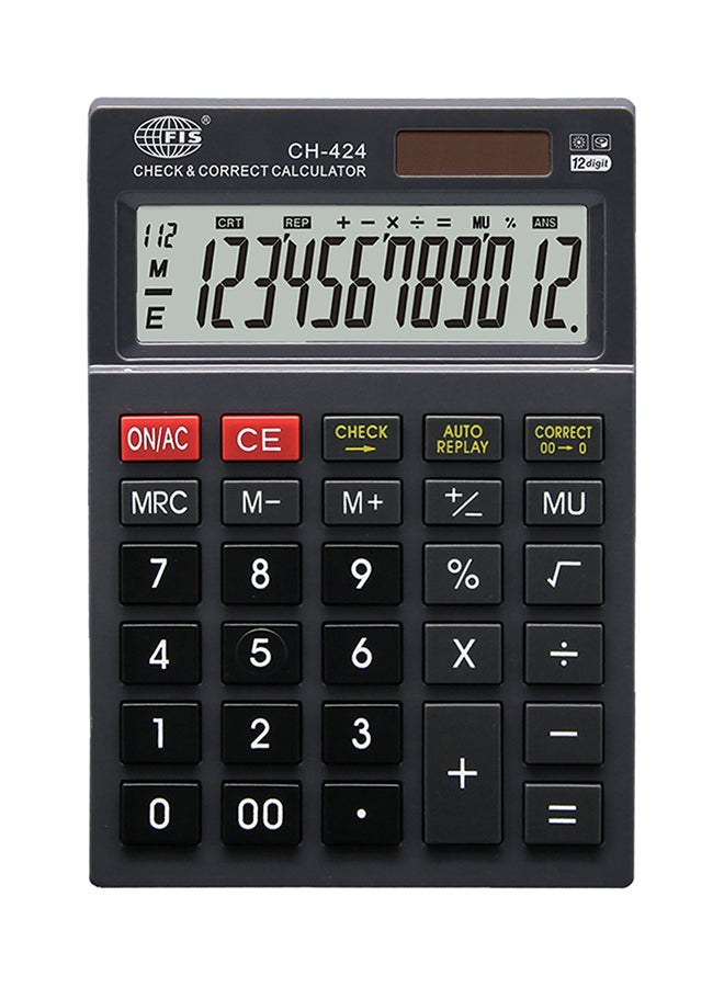 FIS 12 Digits Desktop Calculator Black