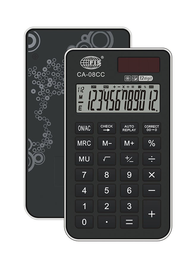 FIS 12 Digits Check And Correct Calculator Black