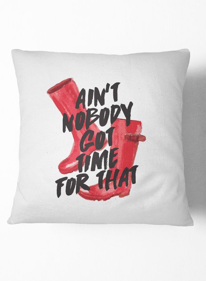 Time And Boots Printed Throw Pillow White/Red/Black 16 x 16inch - Image 1