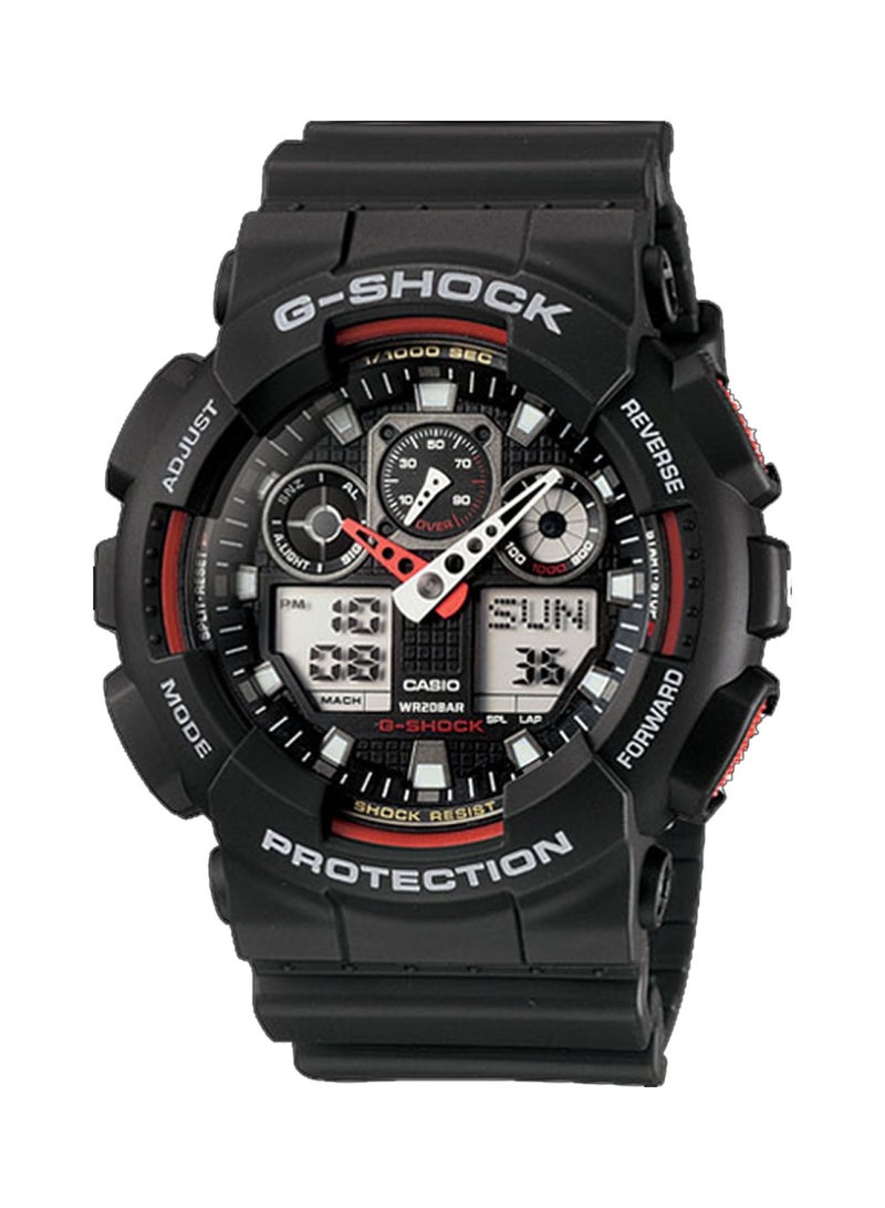 G-SHOCK Men's Round Shape Synthetic Analog & Digital Wrist Watch - Black - GA100-1A4
