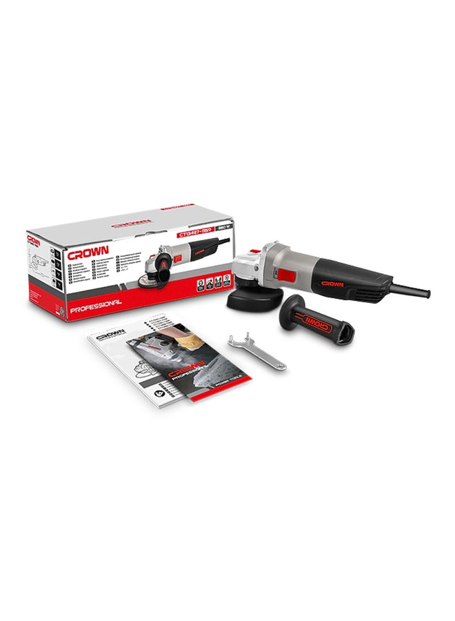 كراون جلاخة زوايا مقاس 125 مم بقدرة 860 وات وجهد 220 فولت فضي / أسود / أحمر 297x138x108مم - Image 3