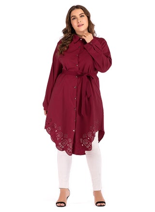 Button Closure Tunic Top Red - v1539152480/N18529696V_1
