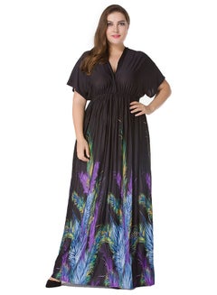 Printed Design Maxi Dress Black
