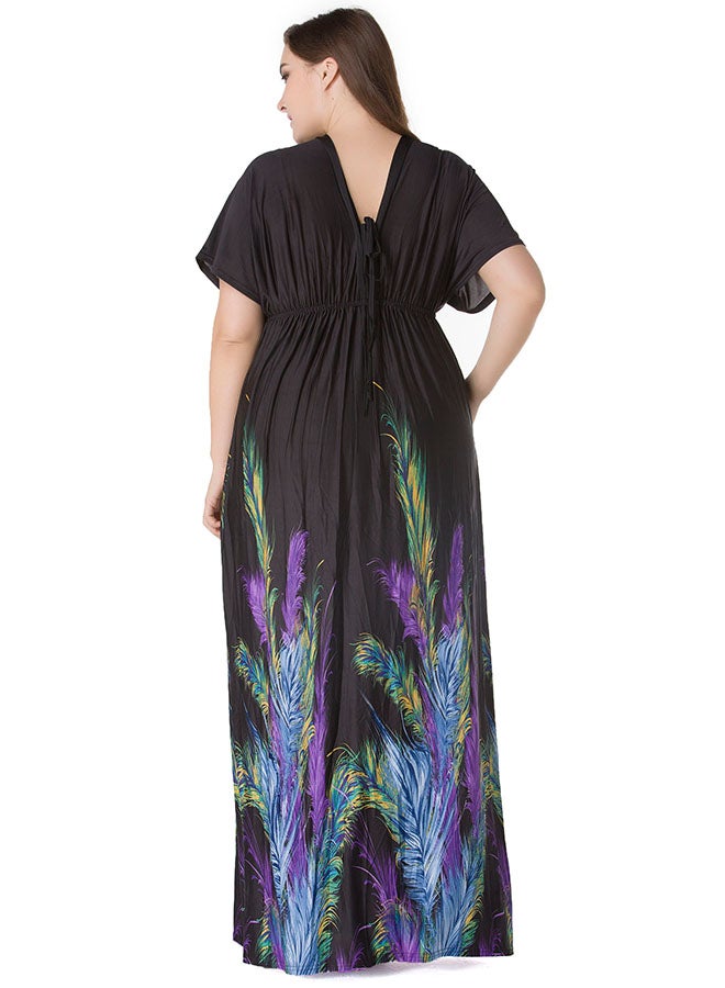 MONICA'S FASHION - Printed Design Maxi Dress Black - Image 1