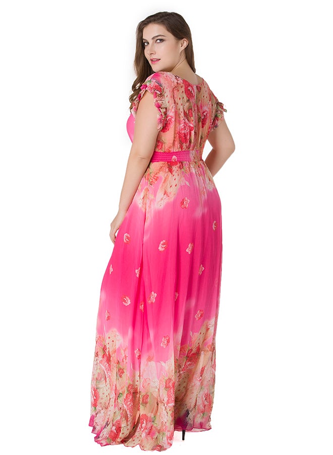MONICA'S FASHION - Floral Printed Maxi Dress Pink - Image 1