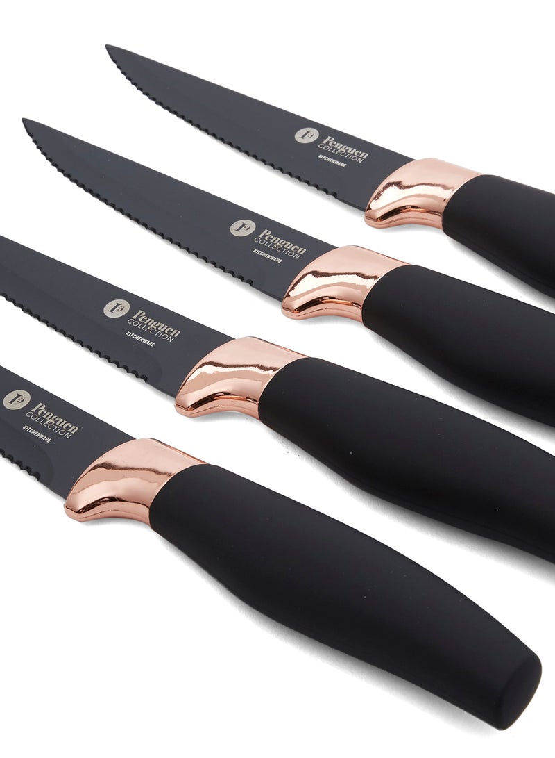 Penguen 4-Piece Aria Steak Knife Set Gold/Black 4.5inch - Image 2