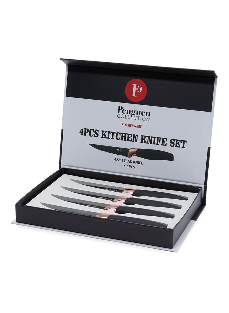 Penguen 4-Piece Aria Steak Knife Set Gold/Black 4.5inch - Image 3