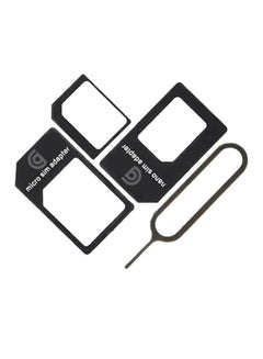غريفين محول 4 في 1 لبطاقة SIM من Nano SIM إلى Micro SIM مع دبوس لإخراج الشريحة أسود  - Image 1