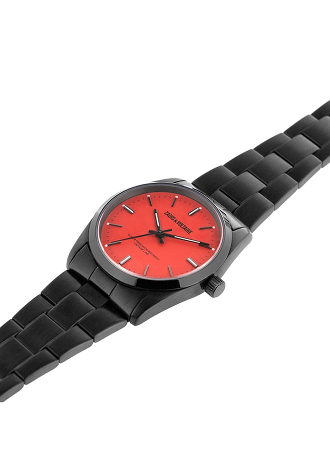 Unisex's Black Analog Stainless Steel BAnd Watch - ZVF229 - 36 mm - Matt Black