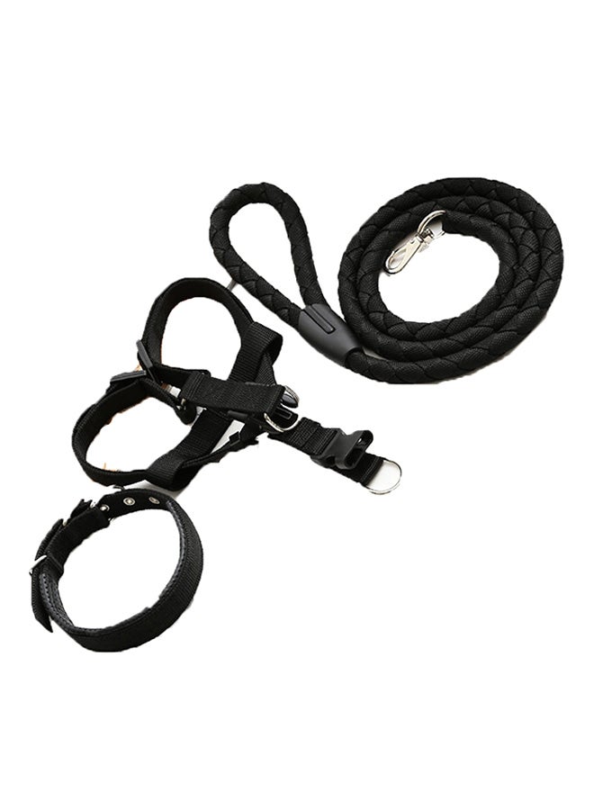 Shuangyu - Pet Leash Collar Dog Chain Chest 3 Strap Set Black 0.7kg - Image 1