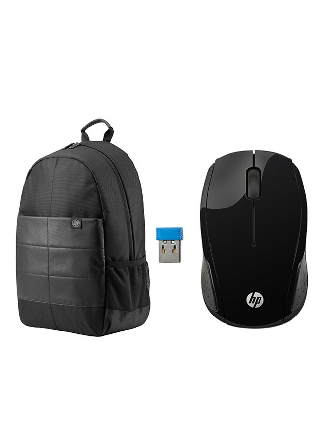 HP - Classic Backpack For 15.6-Inch Laptop With Wireless Mouse 200 Black - Image 1