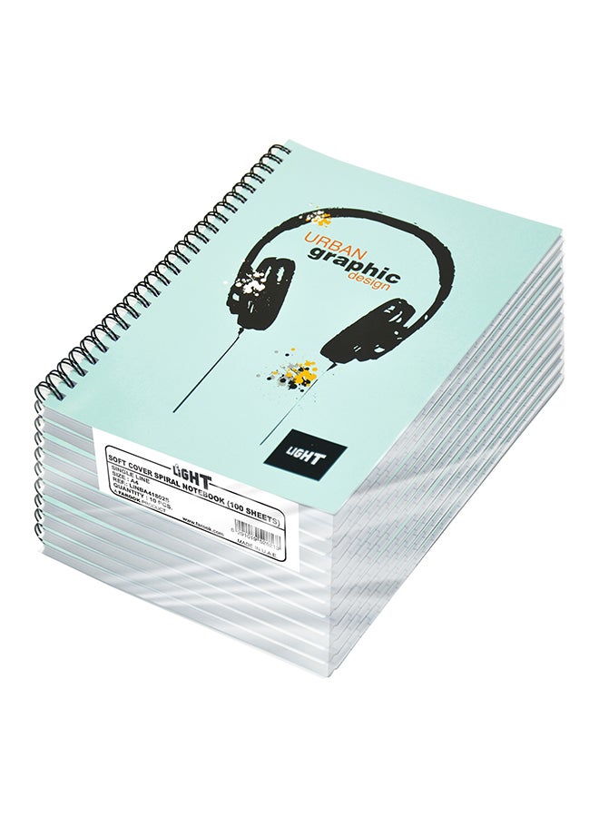 إف اي أس  طقم دفتر ملاحظات بسلك قياس A4 مع غطاء ناعم من 10 قطع أخضر/أسود/أبيض - Image 2