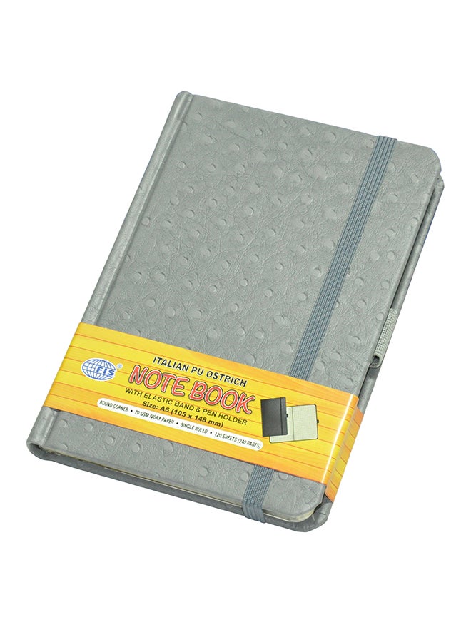 FIS A6 Italian PU Cover Notebook With Elastic Band And Pen Holder Grey