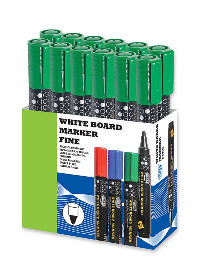 FIS 12-Piece Permanent Markers Set Black/Green - Image 1