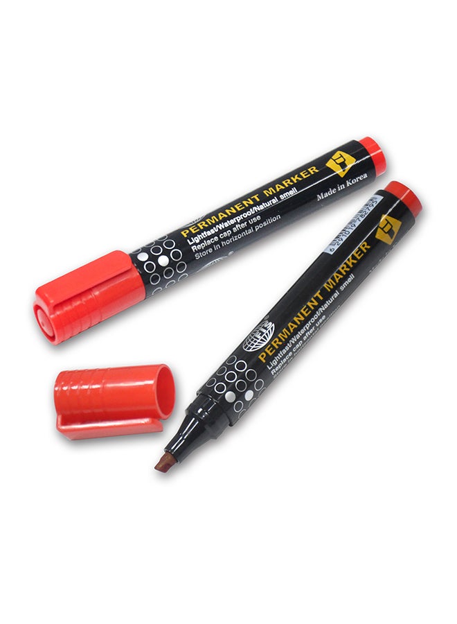 إف اي أس  طقم أقلام تحديد دائمة مكون من 12 قطعة أسود/أحمر - Image 2