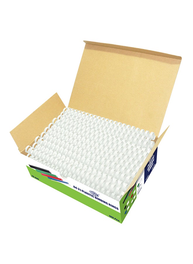 FIS 100-Piece Plastic Binding Rings White - Image 1