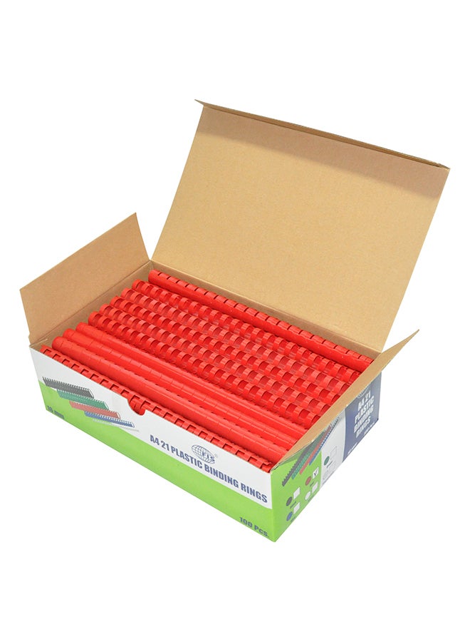FIS 100-Piece Plastic Binding Ring Red - Image 1