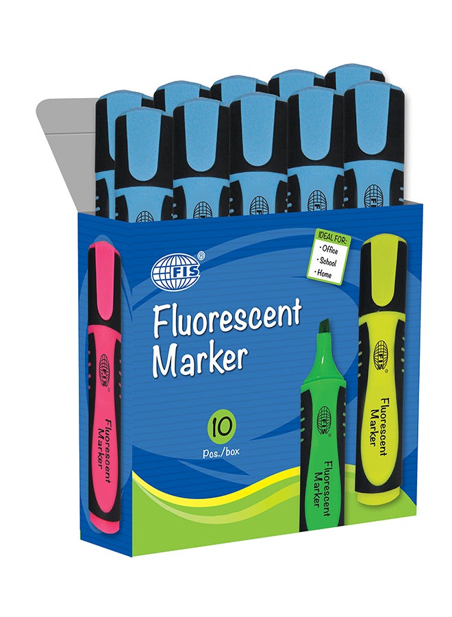 FIS 10-Piece Fluorescent Markers Blue/Black - Image 1