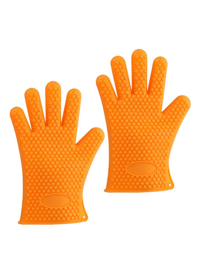 MYLIFEUNIT Heat Resistant Silicone BBQ Gloves Orange 25cm  - Image 1