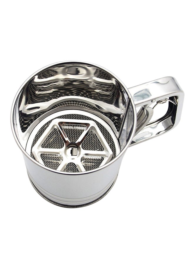 Stainless Steel Double Mesh Flour Sifter Silver 11cm - Image 1