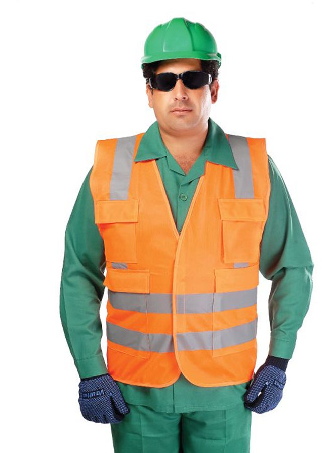 Vaultex Polyester Reflective Safety Vest Orange/Grey Large