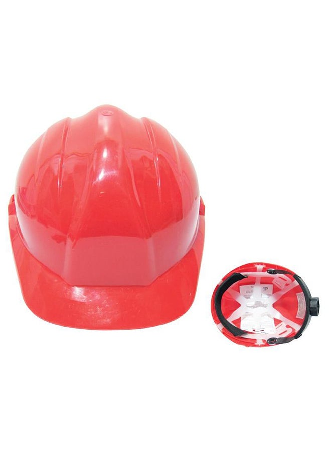 Safety Helmet With Ratchet Suspension Red