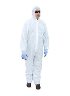 Vaultex Disposable 50 GSM Coverall Protective Suit With Elasticated Hood White Small 