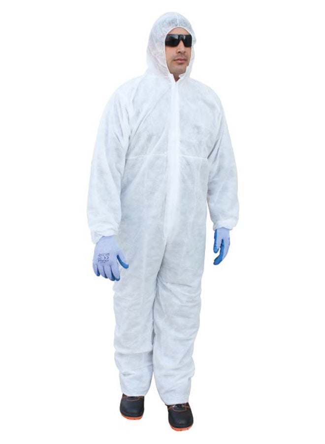 Vaultex Disposable 50 GSM Coverall Protective Suit With Elasticated Hood White XL 