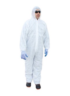 Vaultex Disposable 50 GSM Coverall Protective Suit With Elasticated Hood White XXL 
