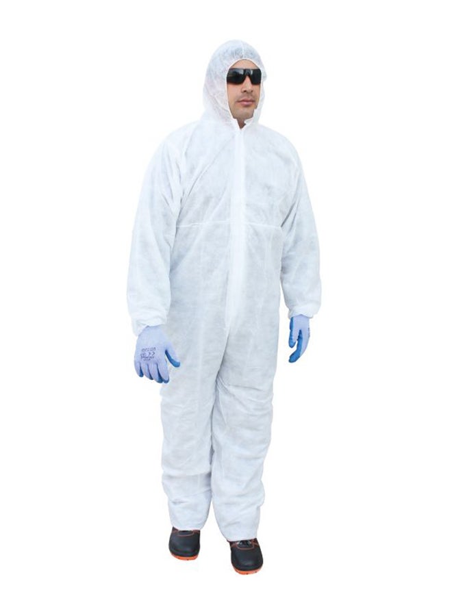Disposable 50 GSM Coverall Protective Suit With Elasticated Hood White XXL