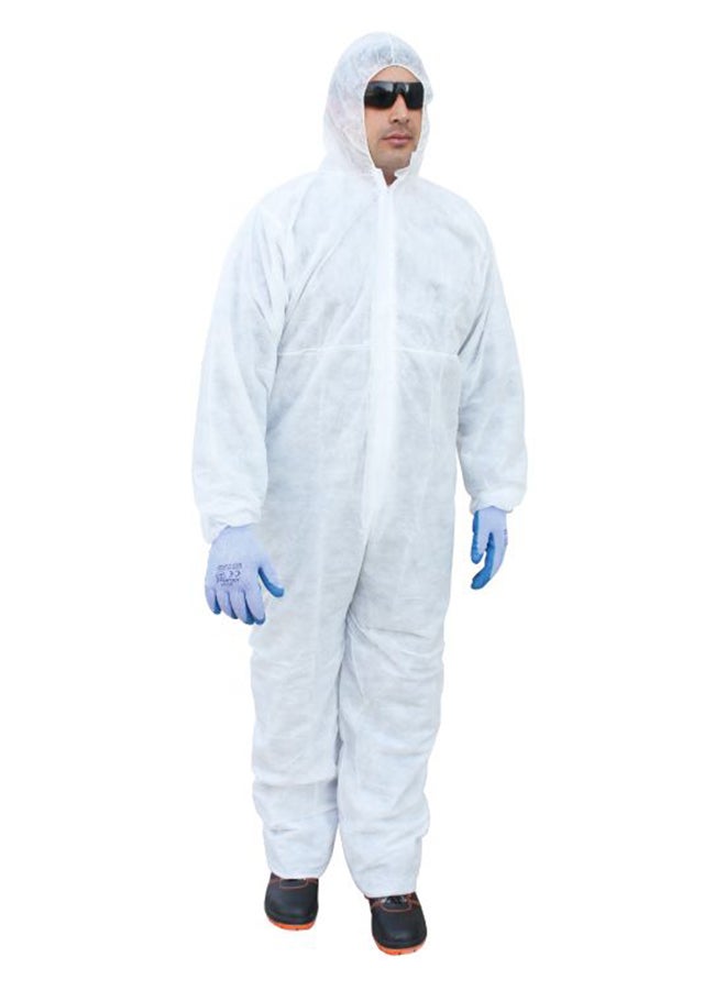 Vaultex - Disposable 30 GSM Coverall Protective Suit With Elasticated Hood White Medium - Image 1