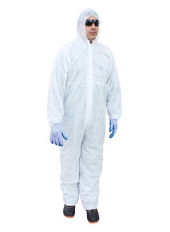 Vaultex Disposable 50 GSM Coverall Protective Suit With Elasticated Hood White XXXL 
